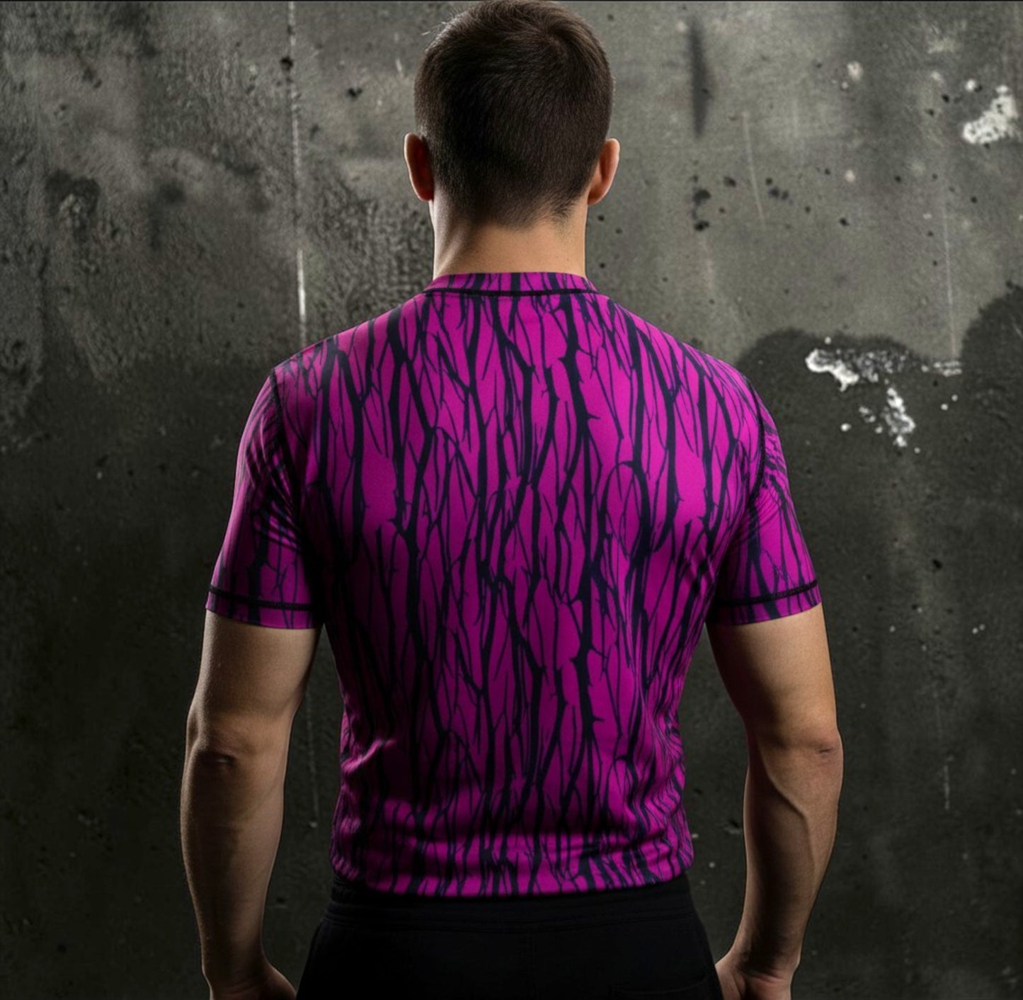 Cracked Neon No-Gi BJJ Short Sleeve Rash Guard - 100 Series Print