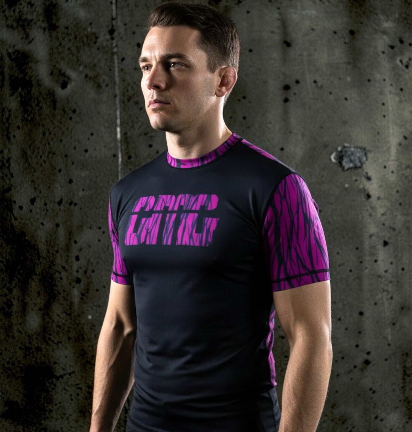 Cracked Neon No-Gi BJJ Short Sleeve Rash Guard - 100 Series Print